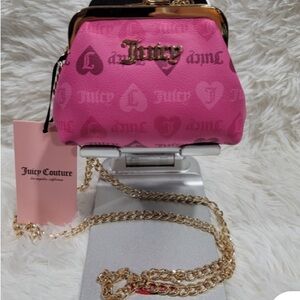 Juicy Couture Pink Logo Crossbody Bag with Gold Chain